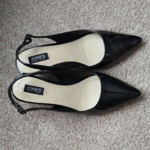 Jones New York Black Patent Leather Slingbacks